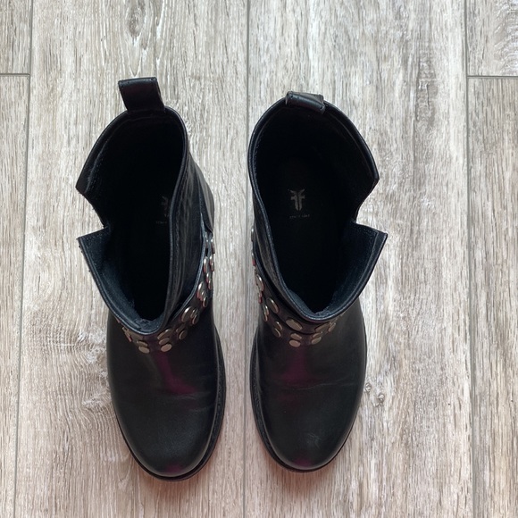 Black Leather Studded Frye Boots - Picture 2 of 5